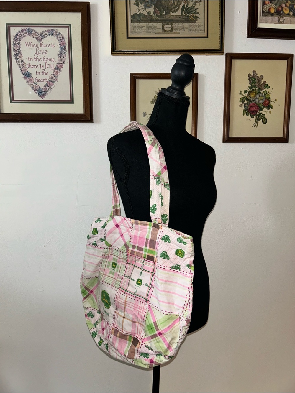John Deere Pink & Green Patchwork Tote
